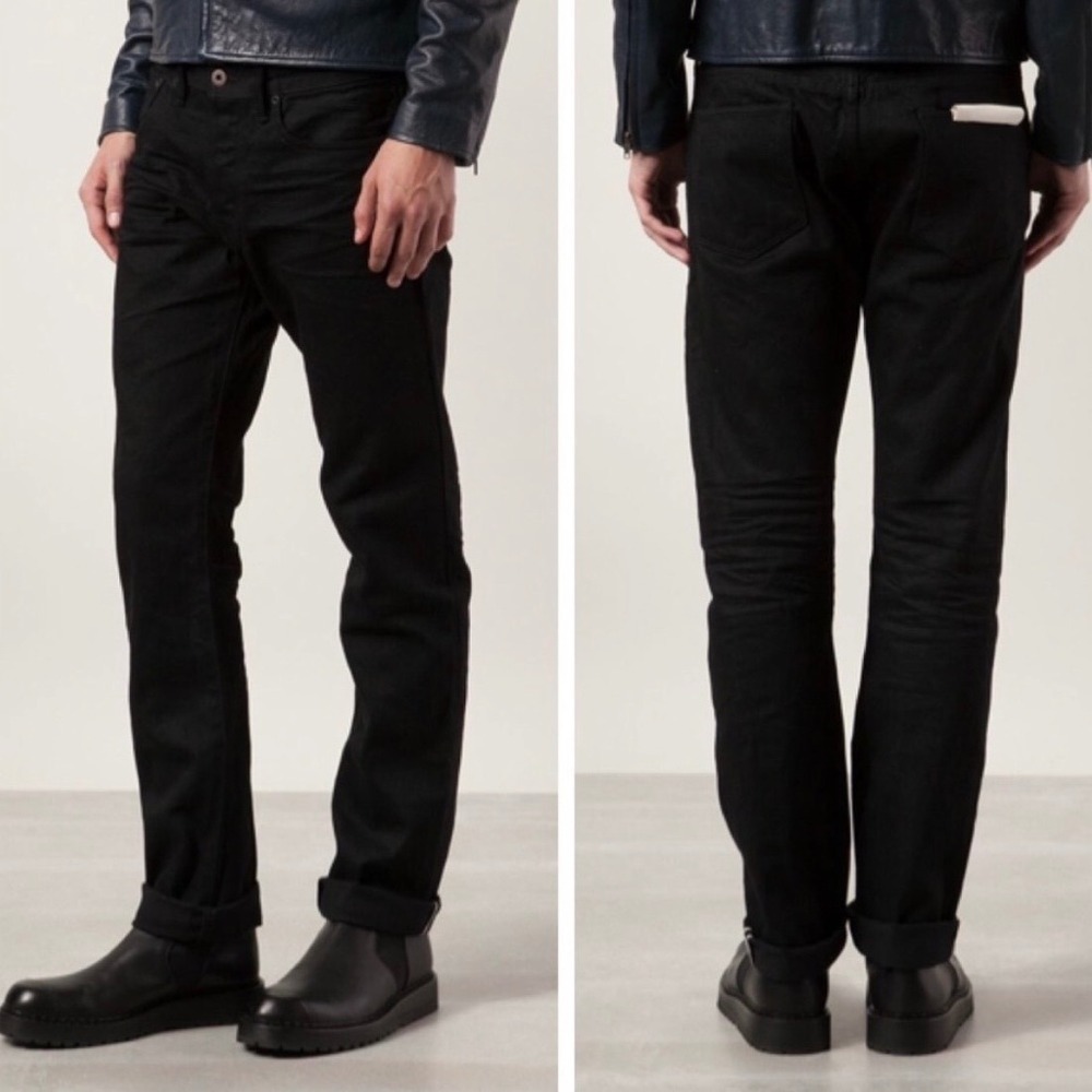 Simon Miller Black Denim Jeans Button Fly Slim Made USA 100% Cotton Mens 32 x 32